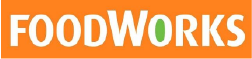 FoodWorks logo in orange, featuring the brand's distinctive design and text.