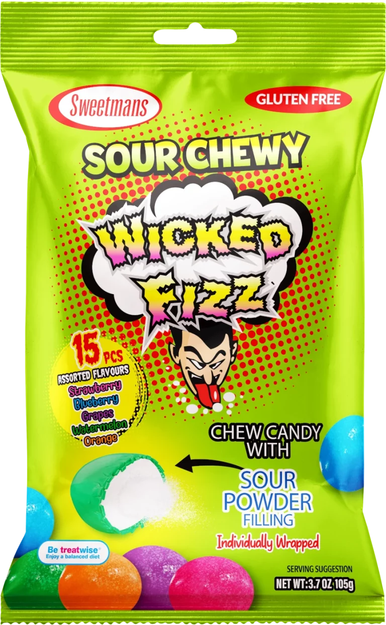 Sweetmans Wicked Fizz pack in a vibrant green color.